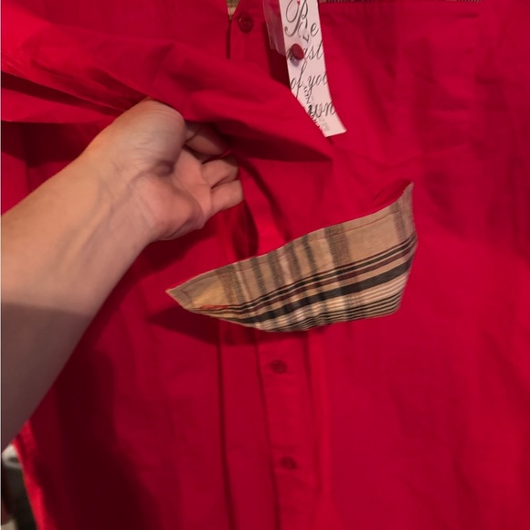 Coofandy Red Long Sleeve  plaid collar Dress Shirt large - Picture 4 of 5
